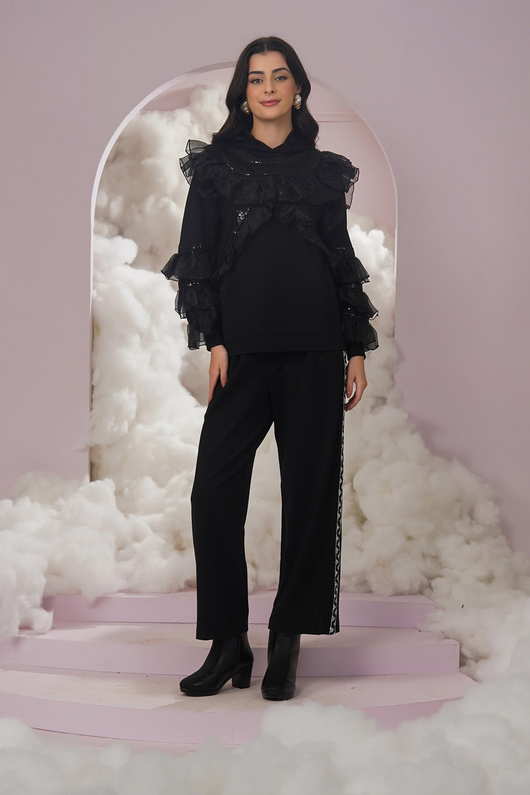 fashionably late hoodie - black