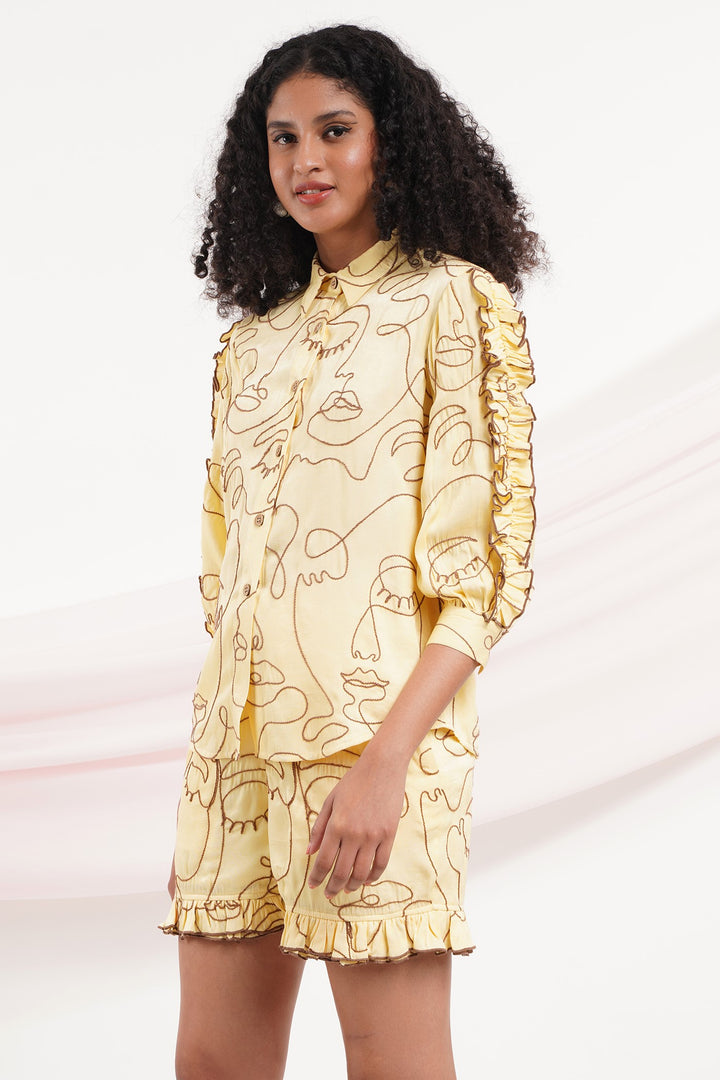 Head Over Heels Top- Faces Yellow