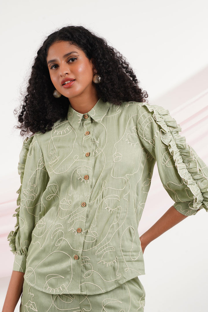 Head Over Heels Top- Faces Pistachio