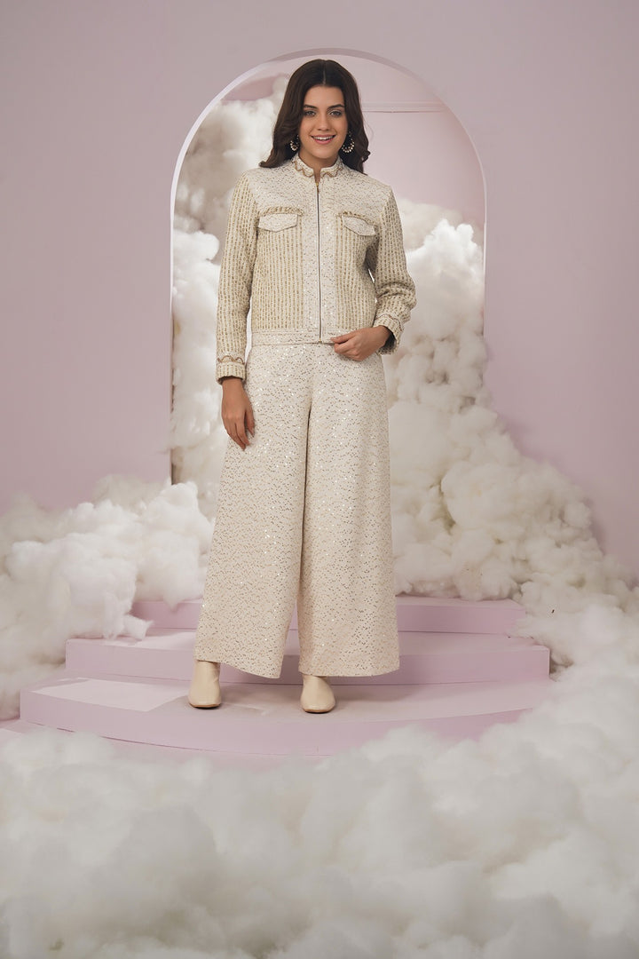 la swiss  pants- white sequence