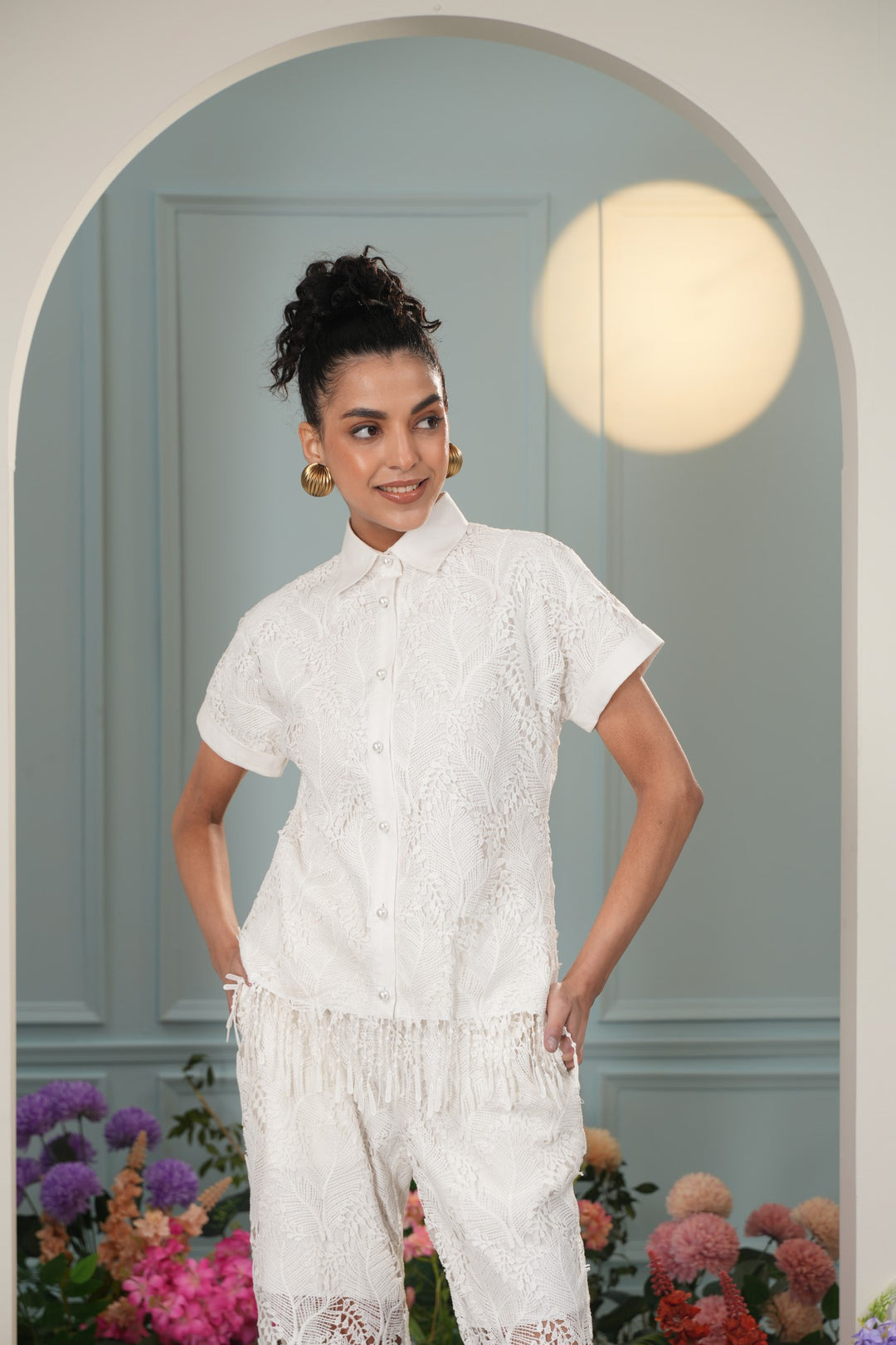 J'adore Top- White Leaves