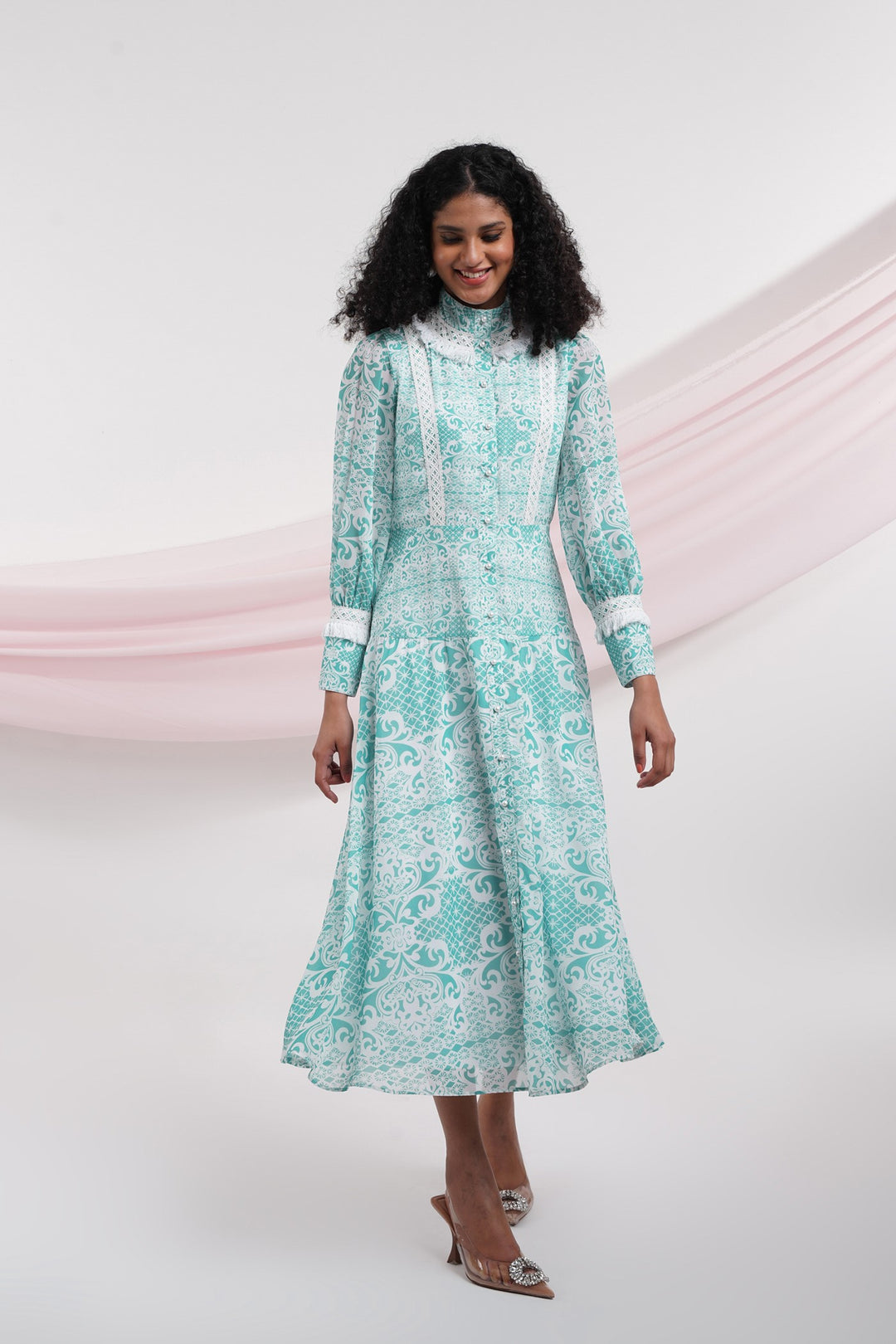 La Vie En Rose Dress - Aqua Lace