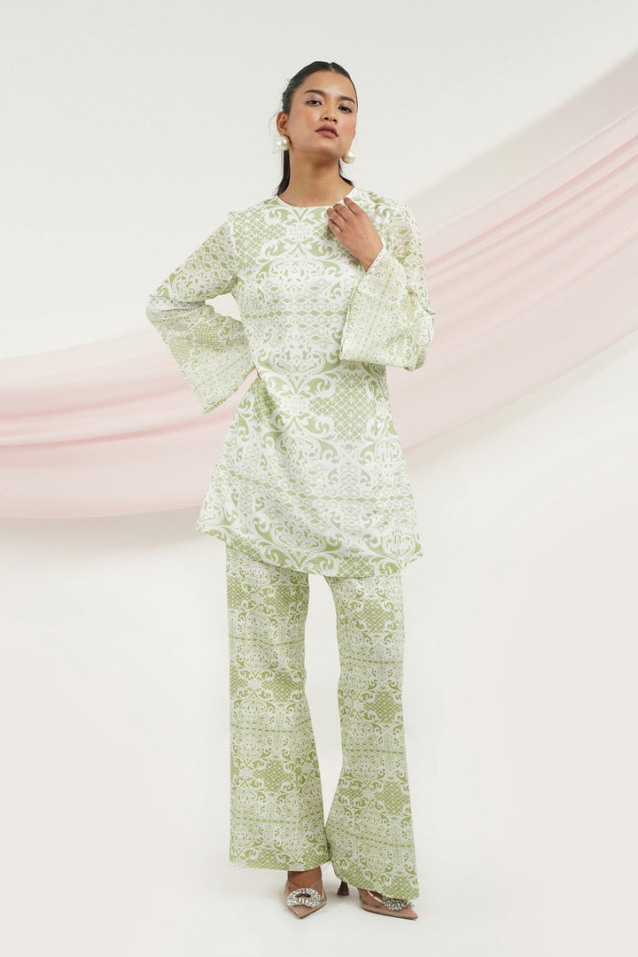 Lady Like Top- Green Lace