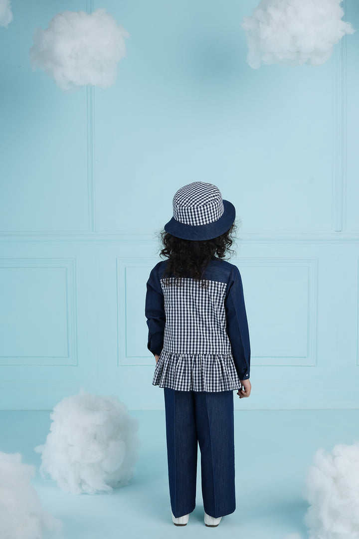 Bubble Bee Hat- Ghingham And Denim