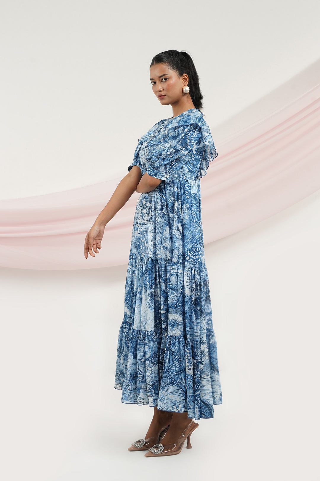 Runway Dress- Blue Butterfly