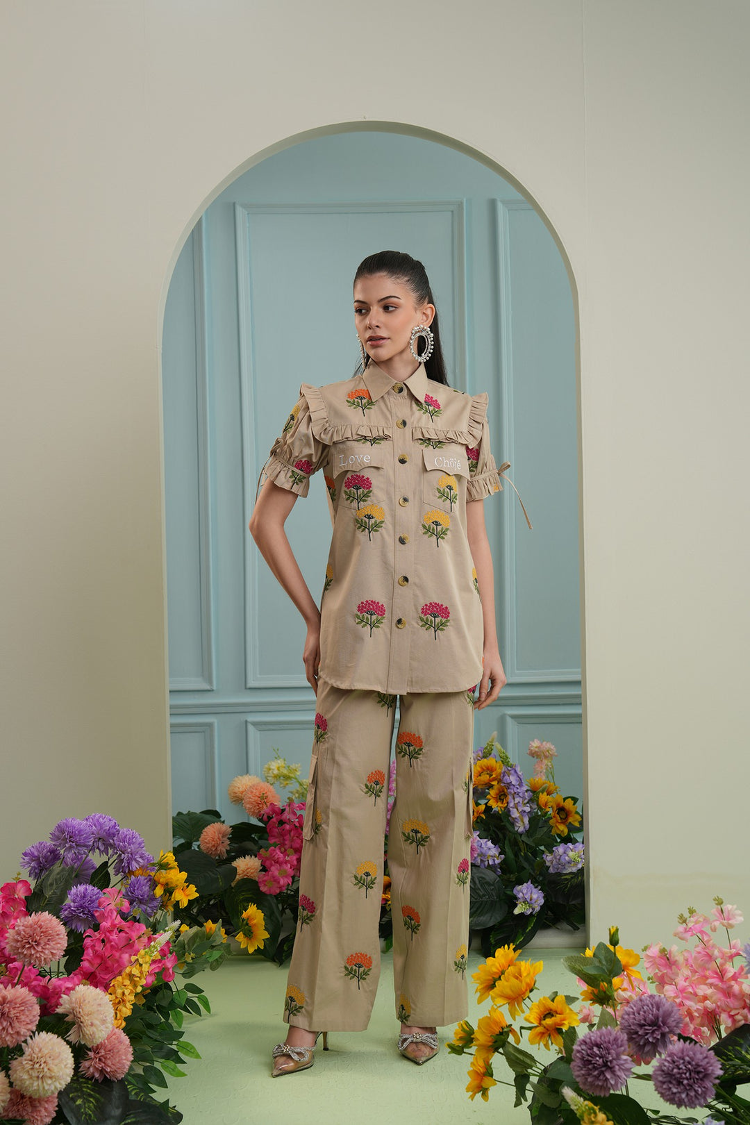 Too sweet top long-beige floral