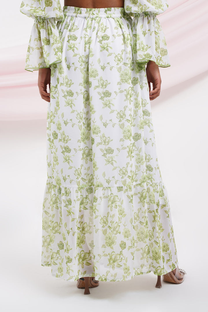 Taki Taki Skirt- Green Roses