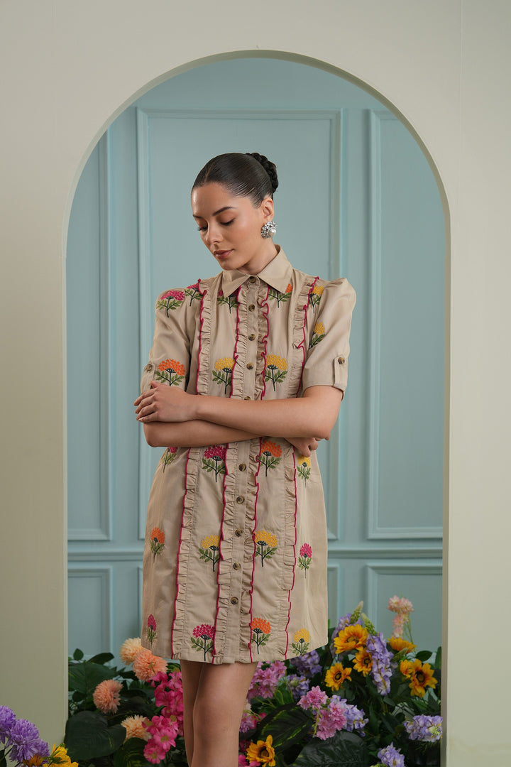 Love shack dress- beige twill