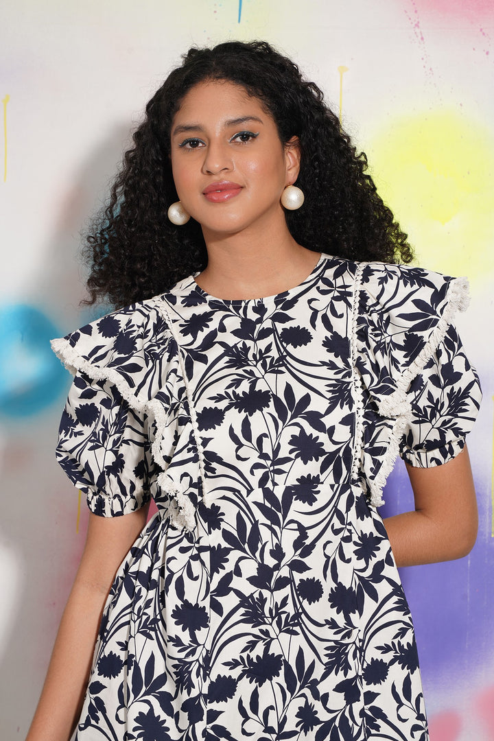 Soaring High Dress- Navy Flower