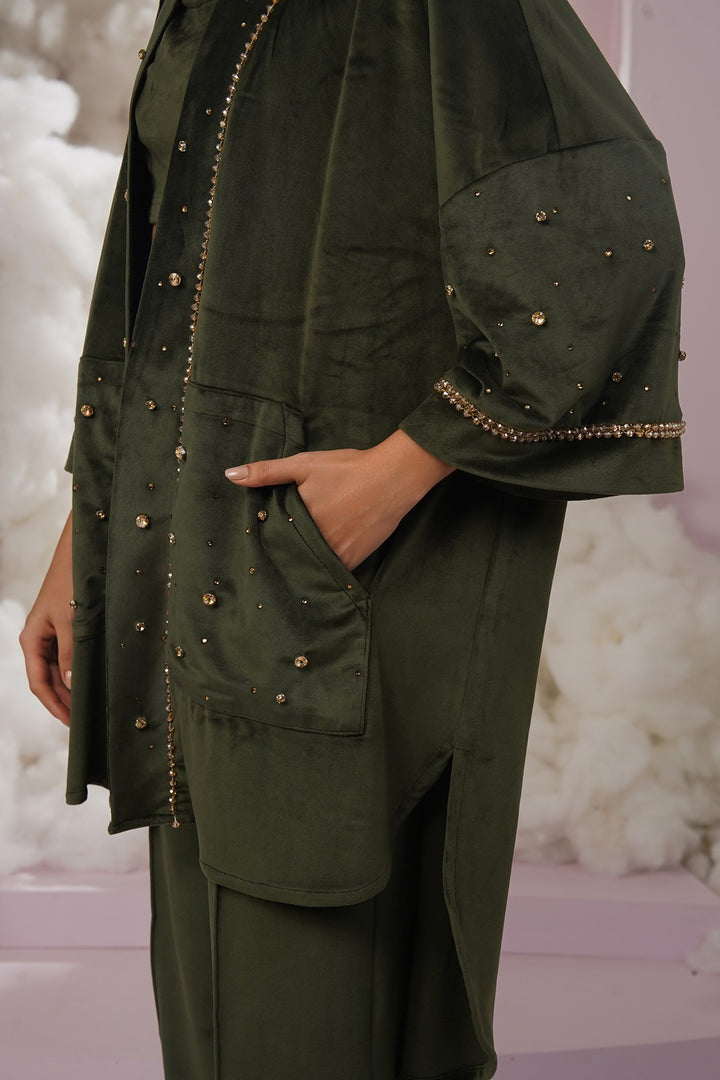 cozy up cover up -olive