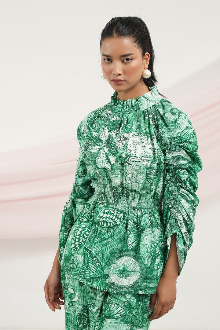 Chase Top- Green Butterfly