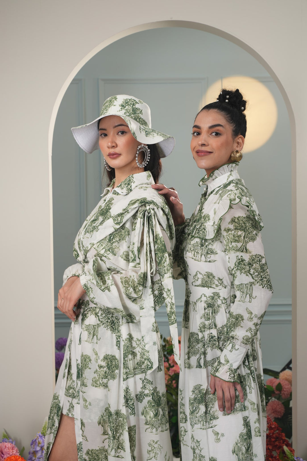 Summer Hat- Green Toile