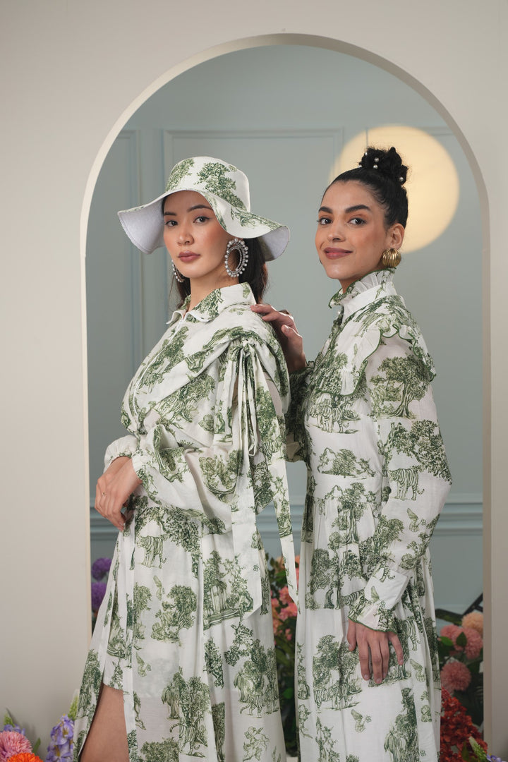 Summer Hat- Green Toile