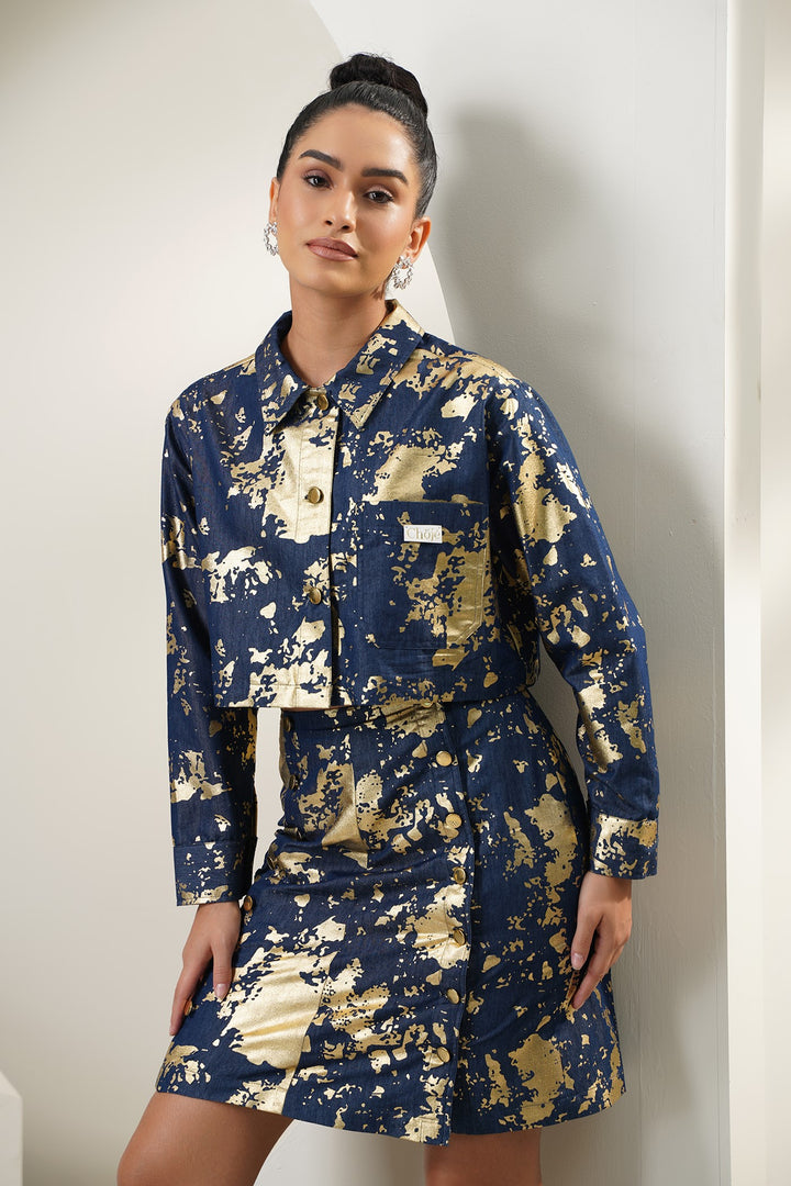 Monogram Shirt- Navy Blue