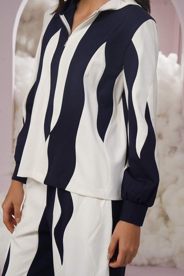 Basket jacket- blue and white