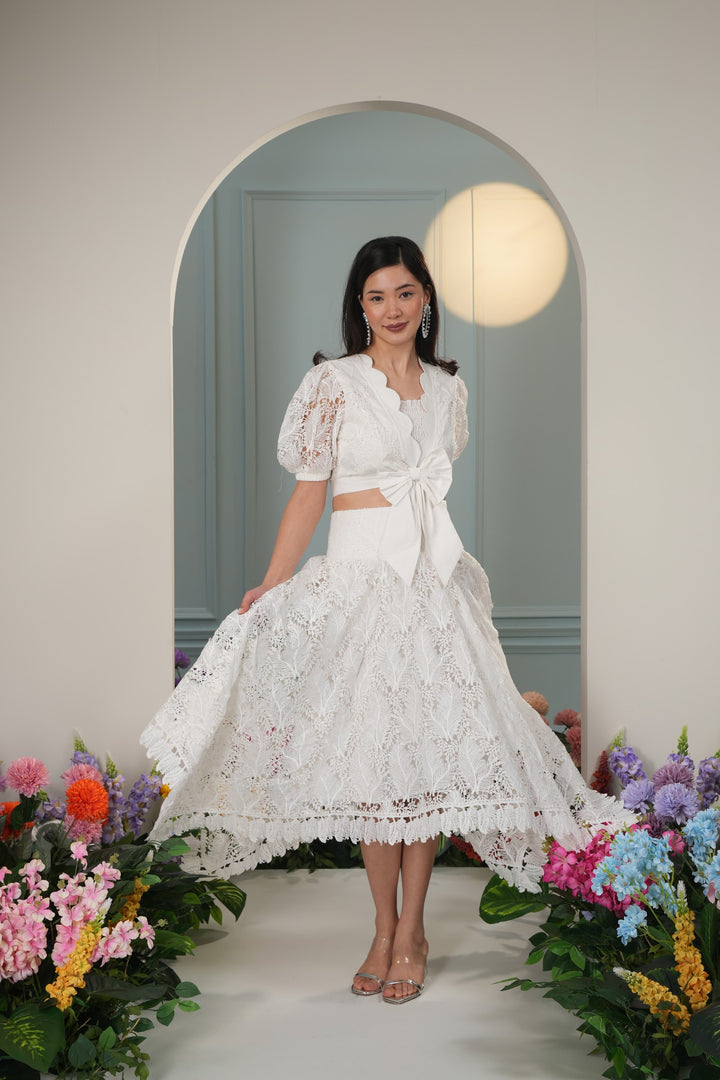 Beach Top- White Leaves