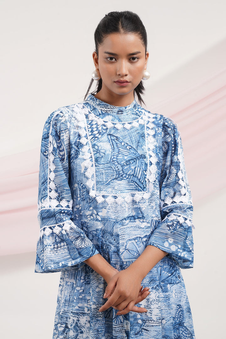 Emante Dress - Blue Butterfly