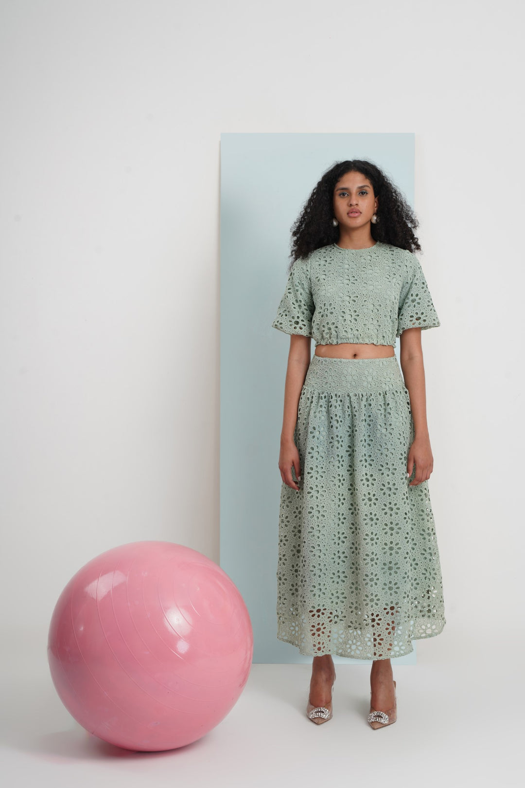 Hats Off Skirt- Aqua Floral Lace