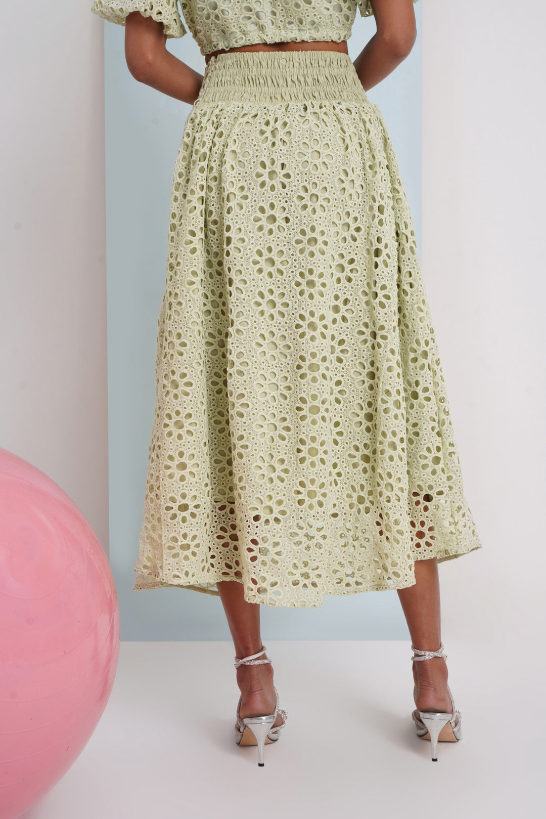 Hats Off Skirt- Green Floral Lace