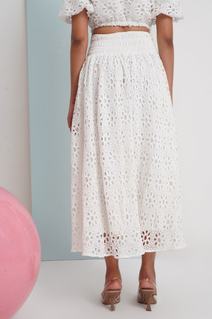 Hats Off Skirt- White Floral Lace