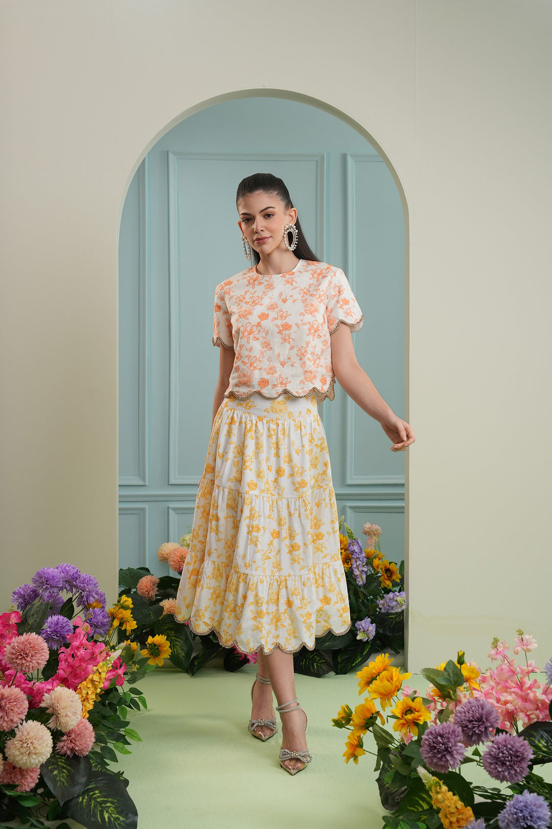 Tulum skirt- yellow roses