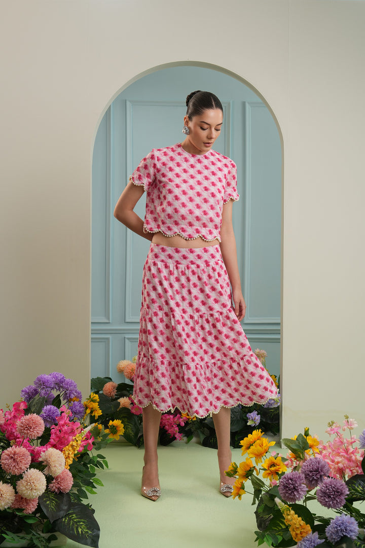 Tulum skirt- pink roses