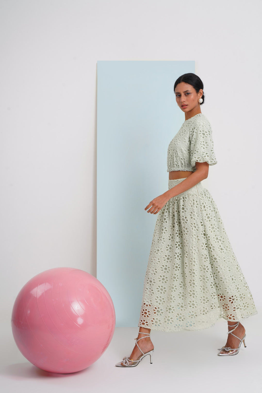 Hats Off Top- Blue Floral Lace