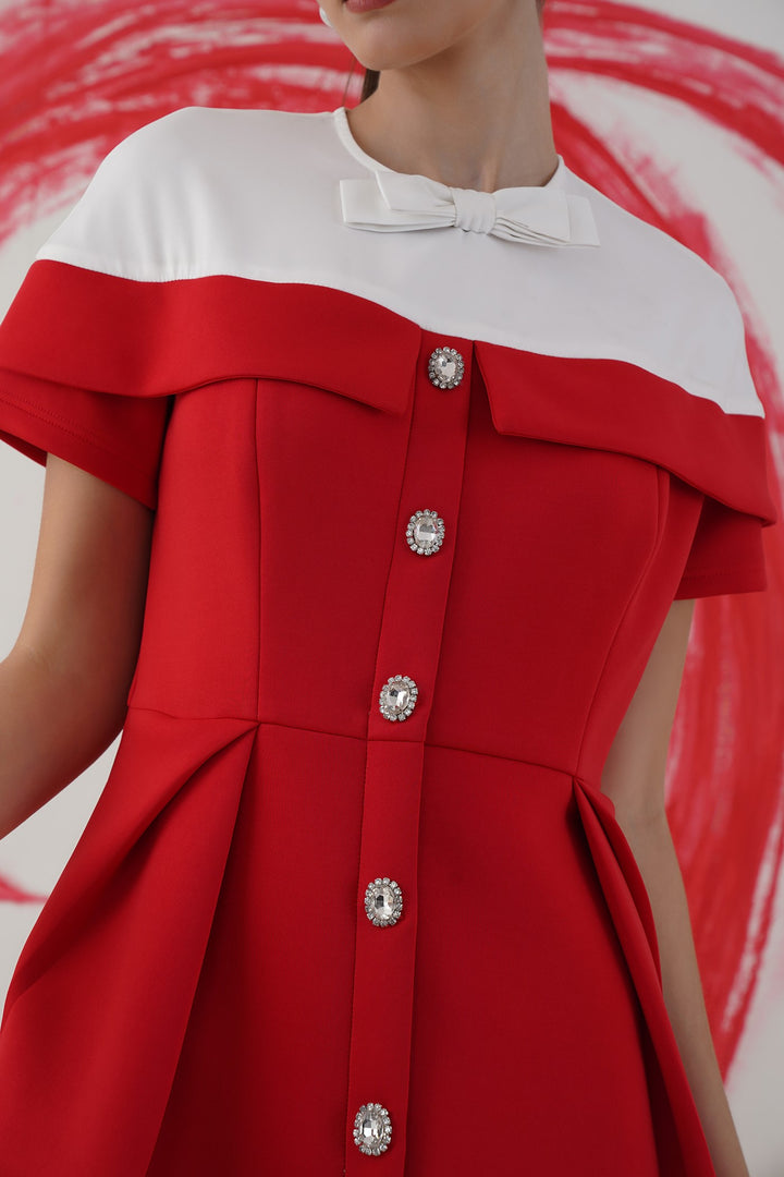 handshake dress - Red and white