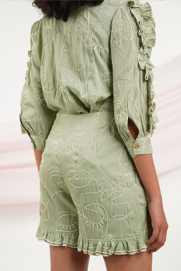 Head Over Heels Shorts- Faces Pistachio