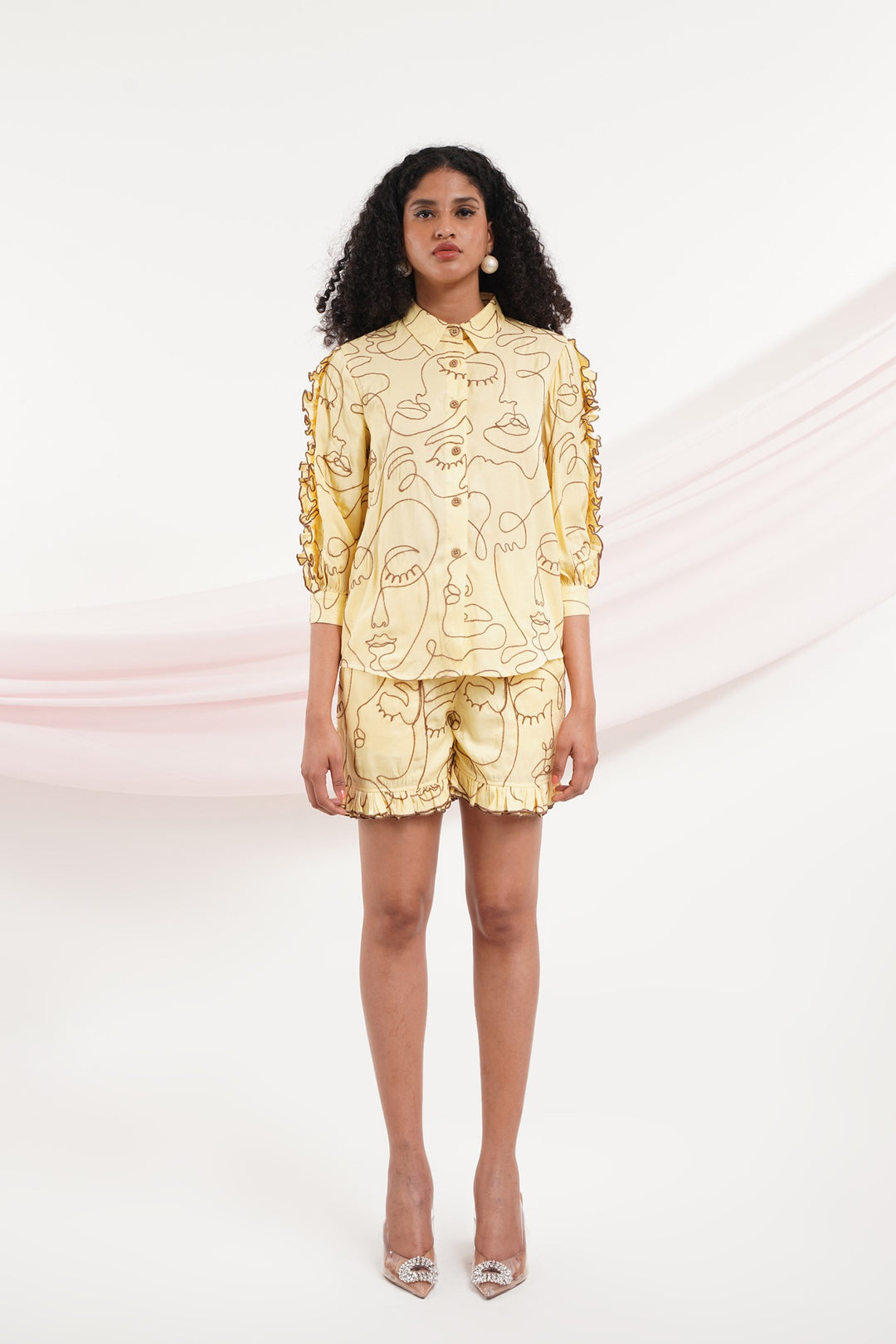 Head Over Heels Top- Faces Yellow