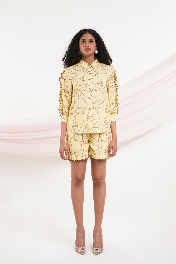 Head Over Heels Top- Faces Yellow