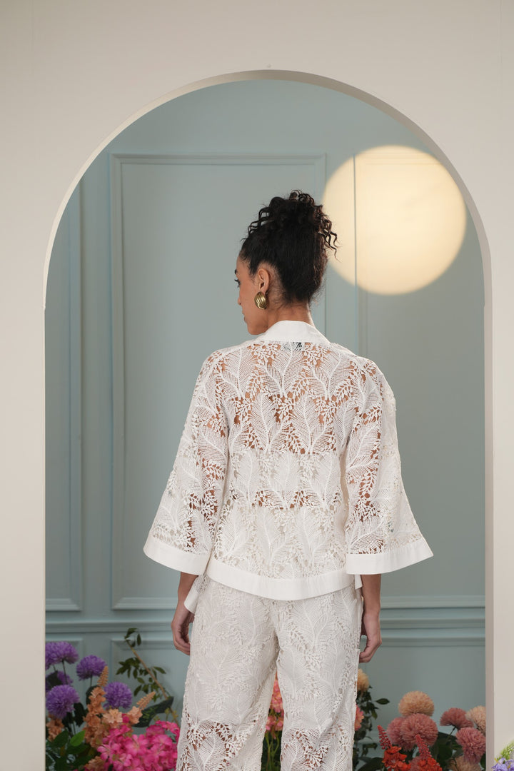 Floaty Cover Up - White Leaves