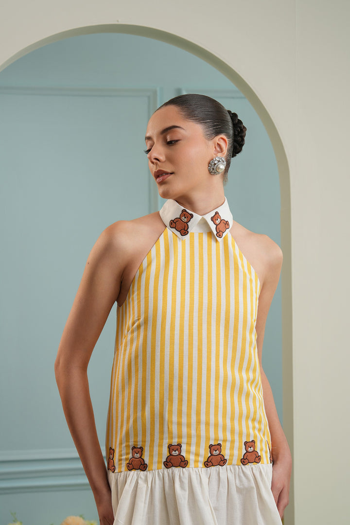 Orlando dress -yellow stripes