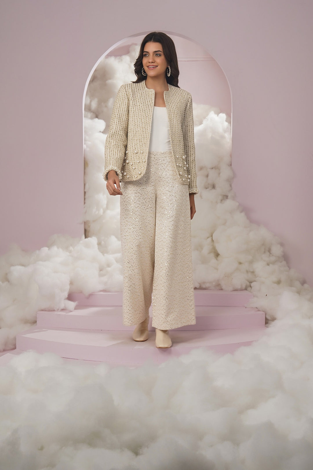 la swiss  pants- white sequence