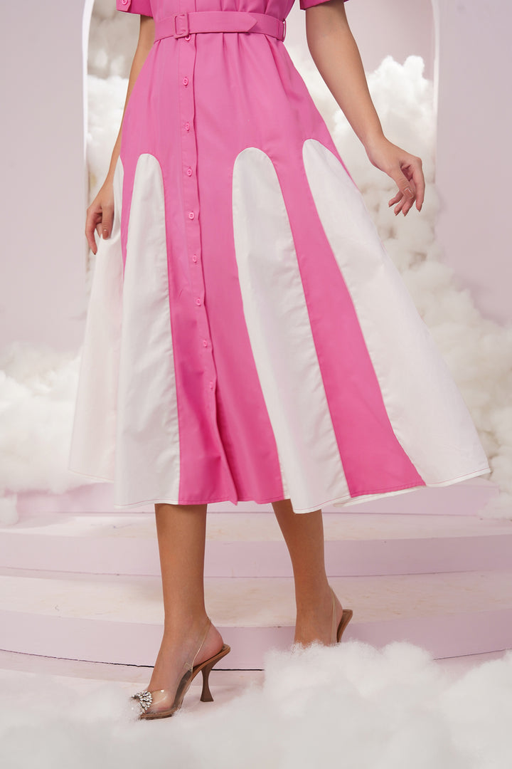 meteor dress- pink and white