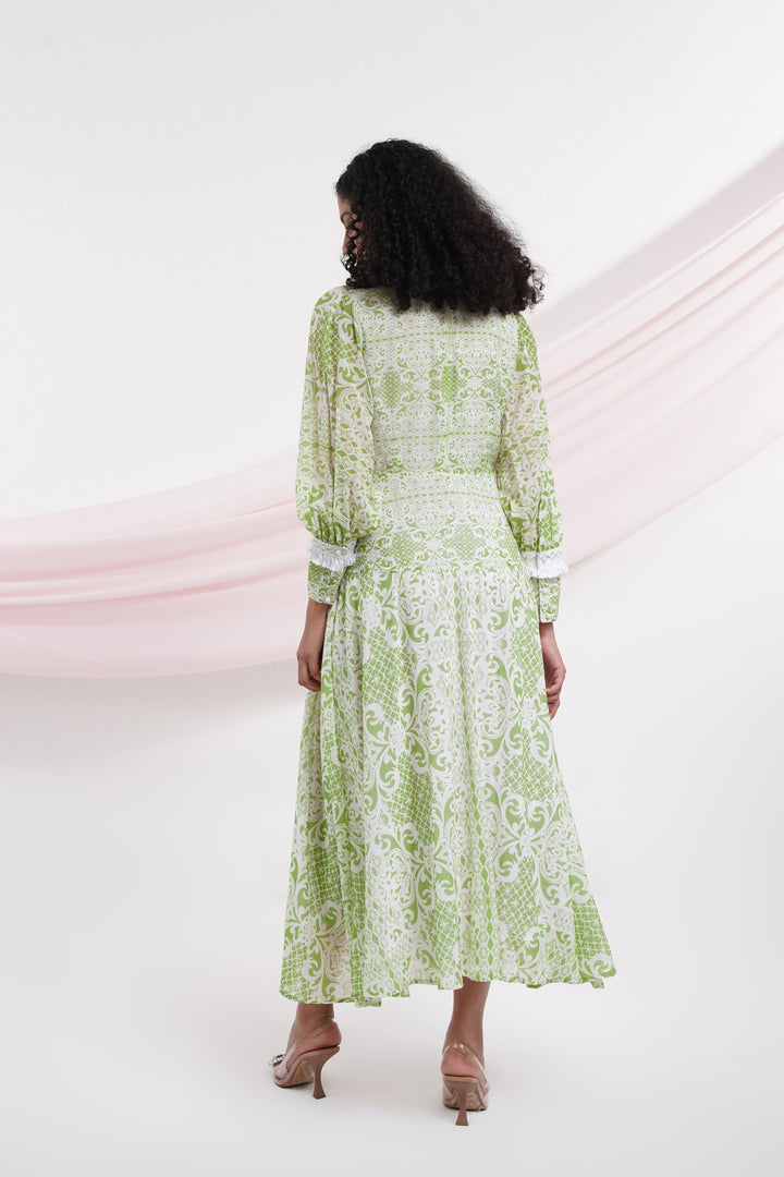 La Vie En Rose Dress - Green Lace