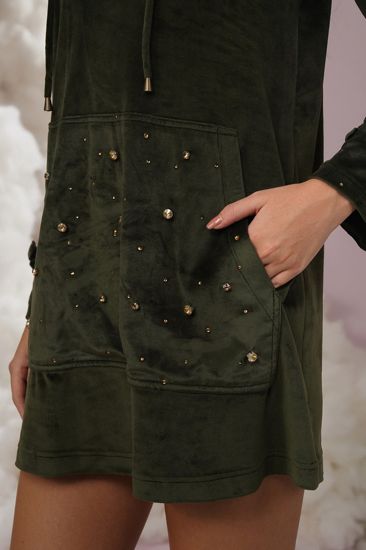 cozy up dress -olive