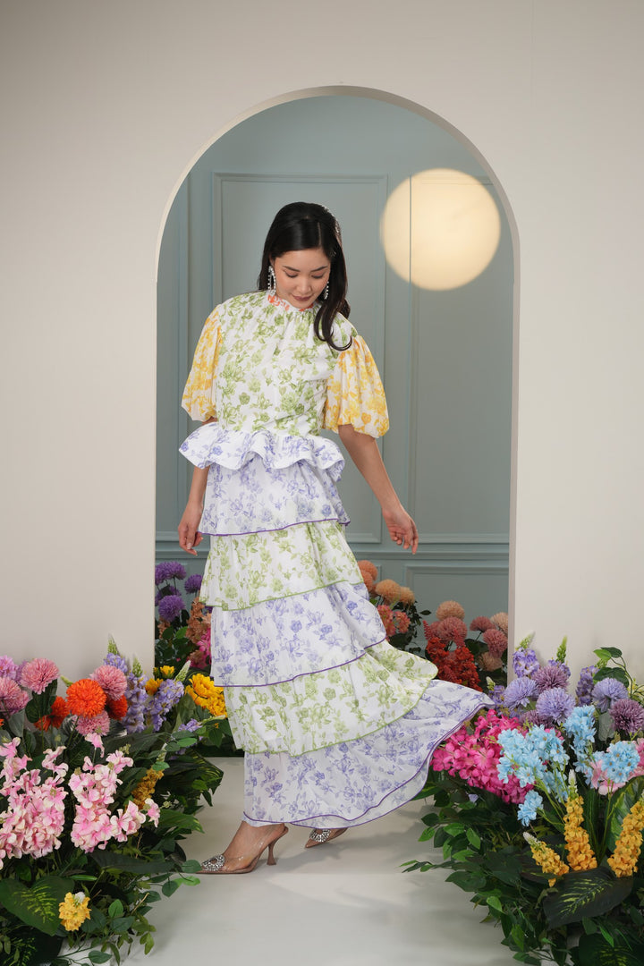 Sassy Skirt - Blue And Green Roses