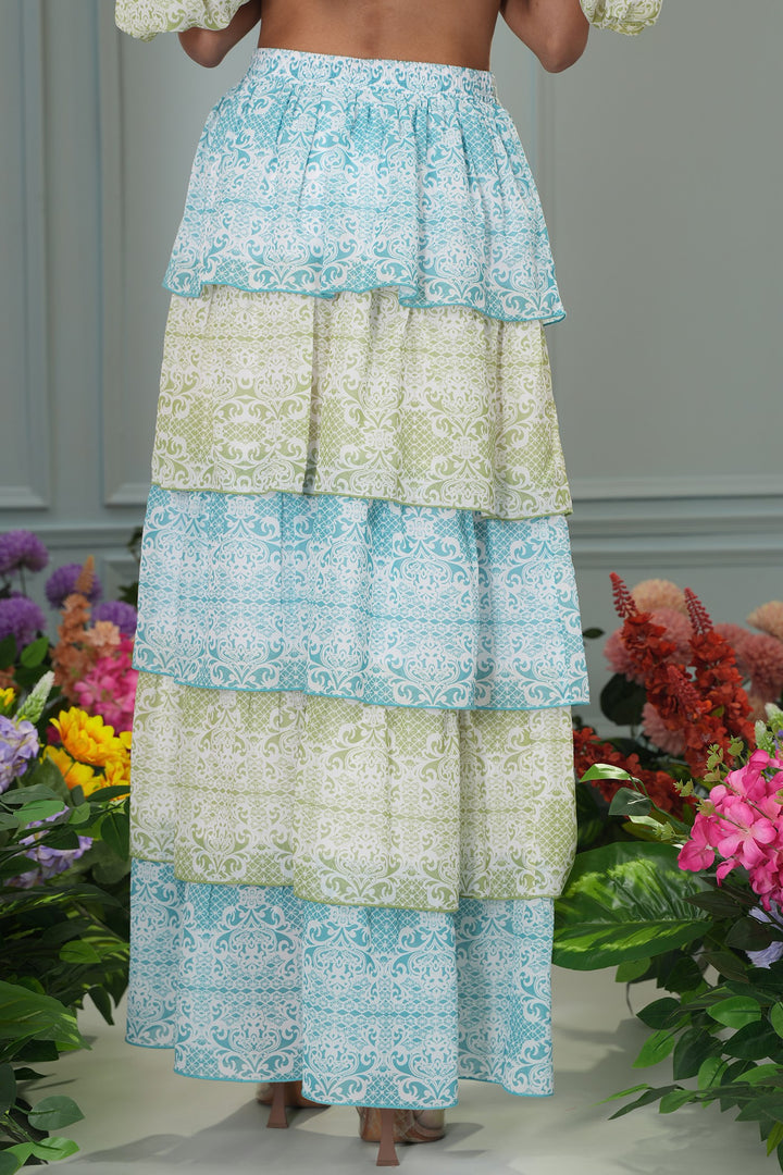 Sassy Skirt - Blue And Green Lace