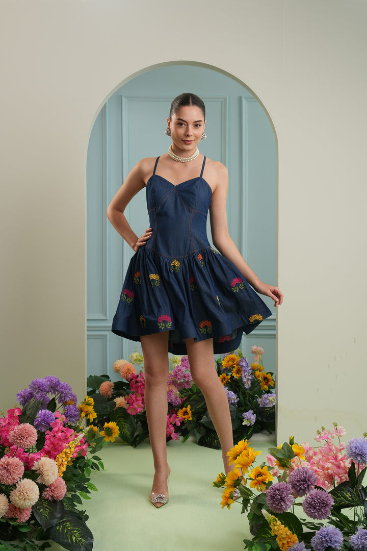 Mily dress- denim floral