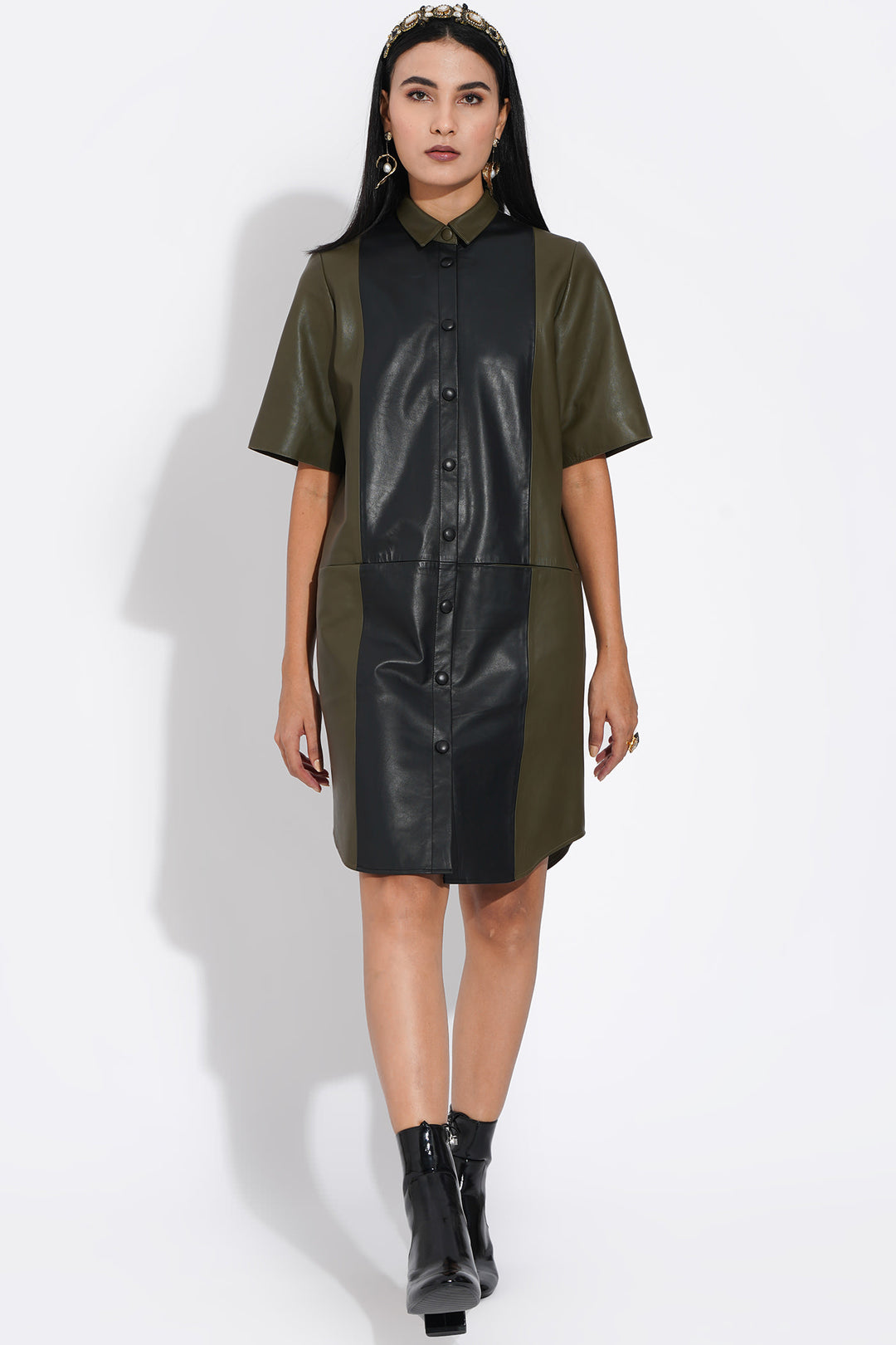 Lolly Dress- Black And Olive