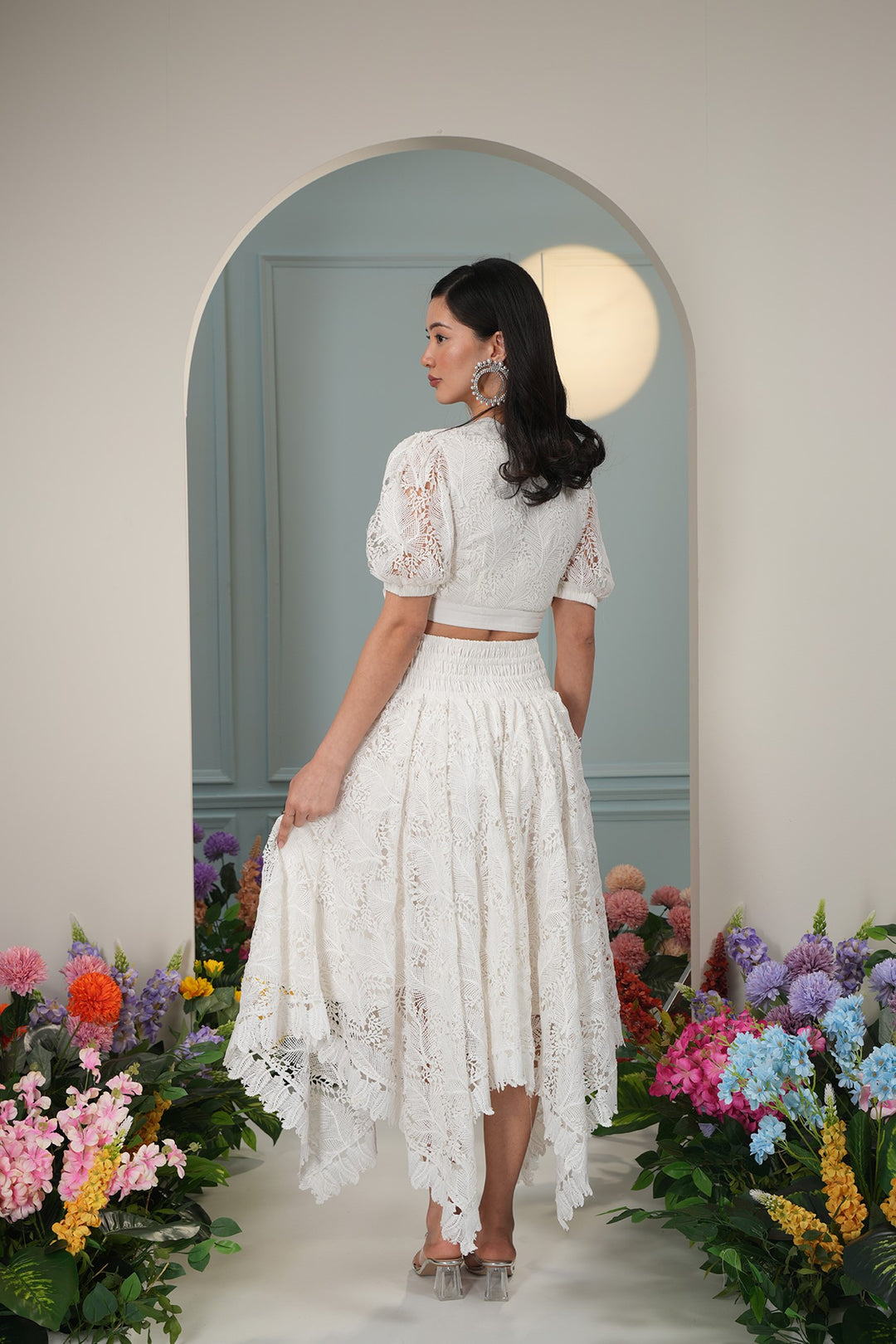 Beach Top- White Leaves