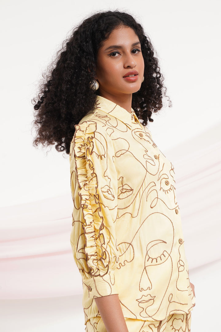 Head Over Heels Top- Faces Yellow