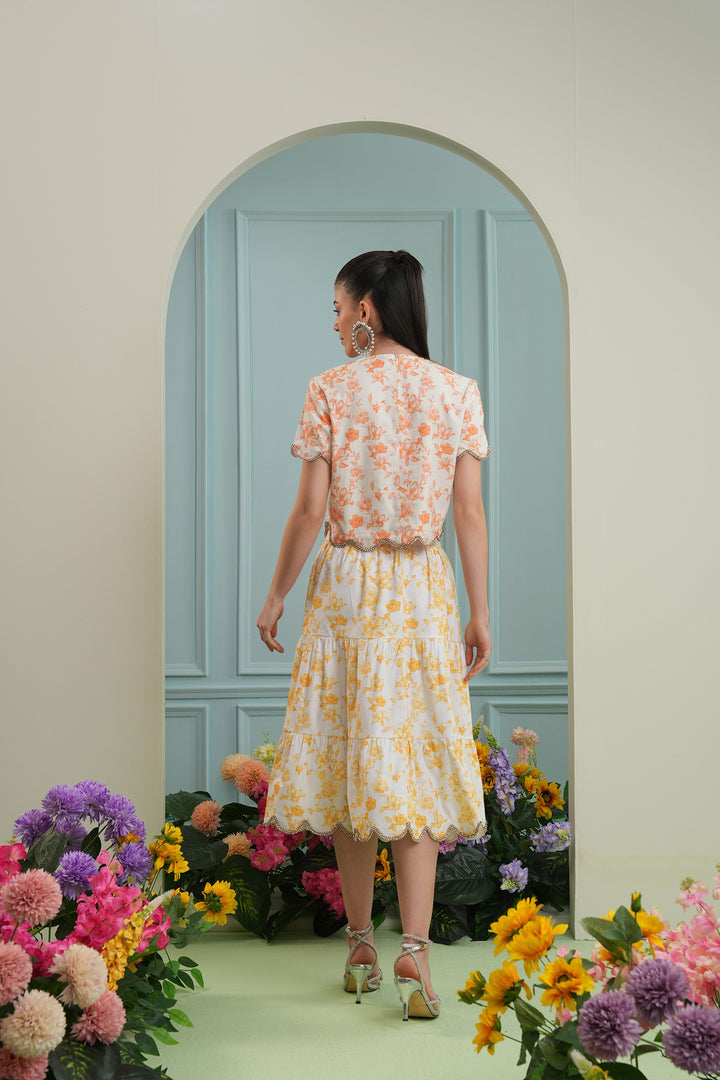 Tulum skirt- yellow roses