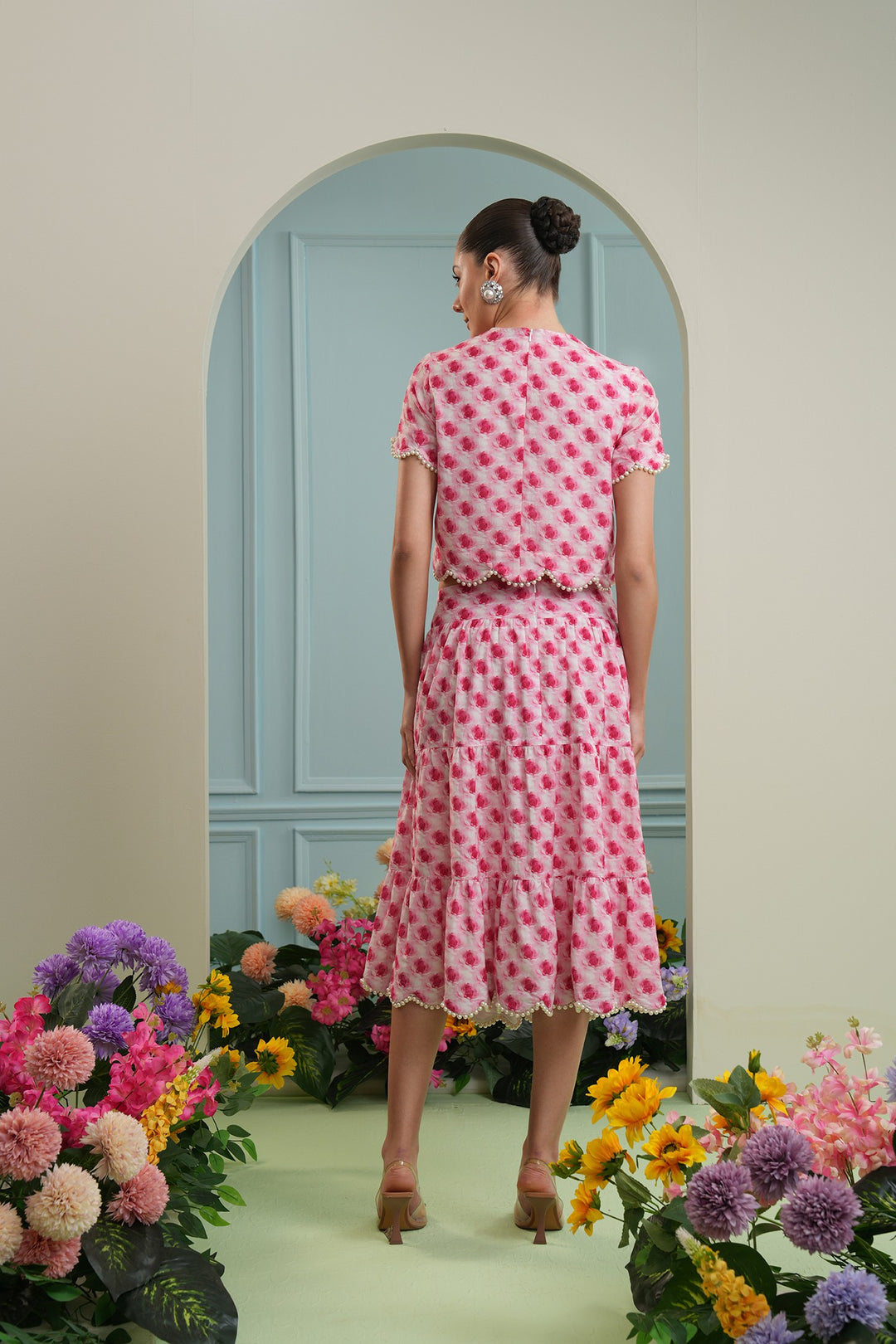 Tulum skirt- pink roses