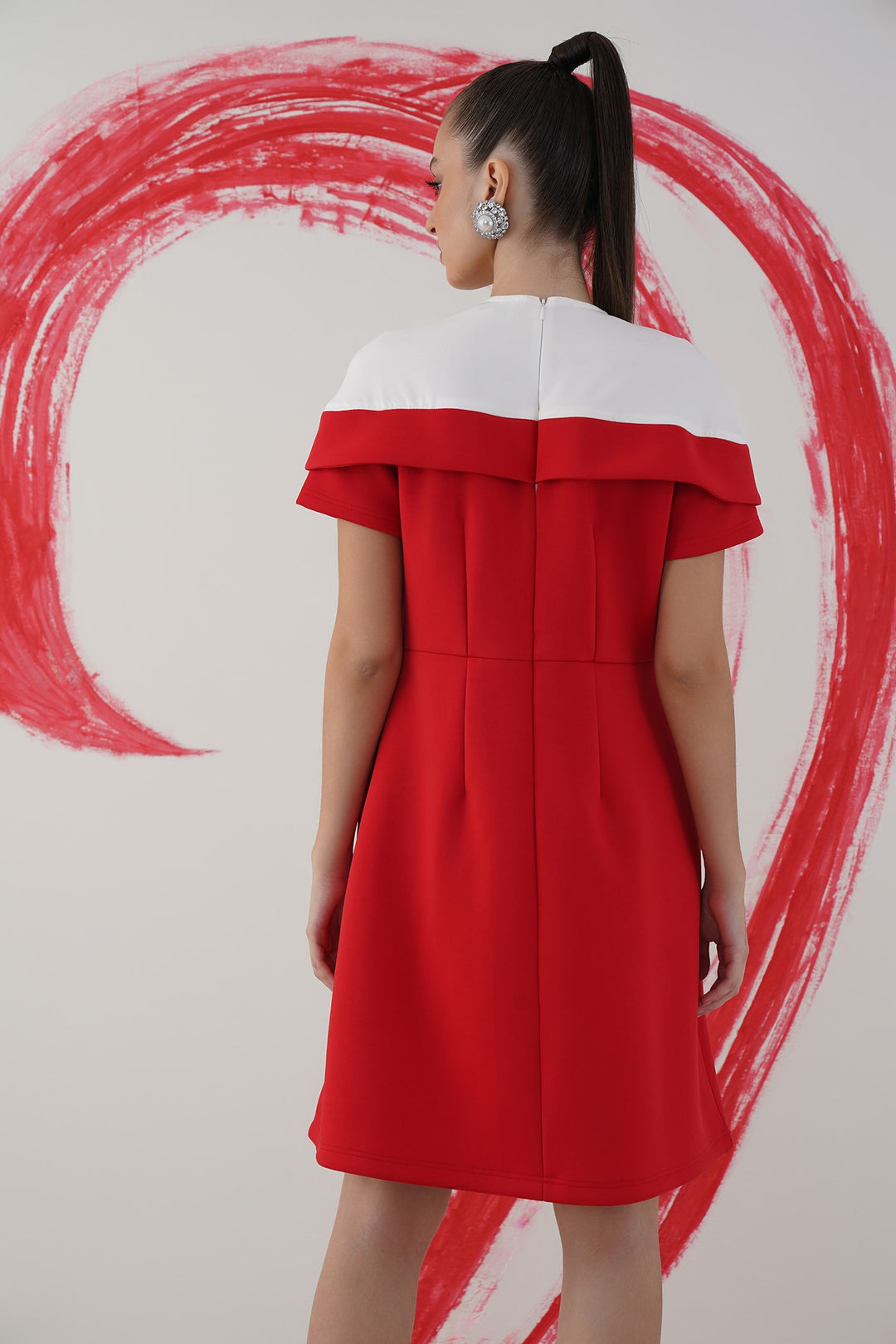 handshake dress - Red and white