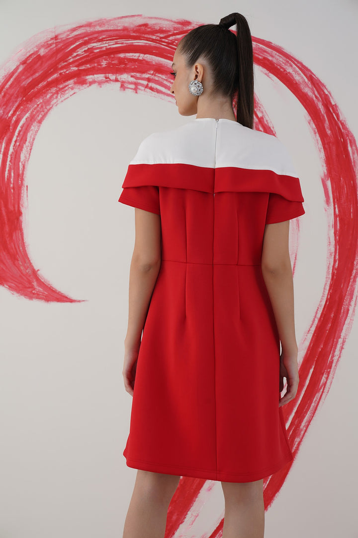 handshake dress - Red and white