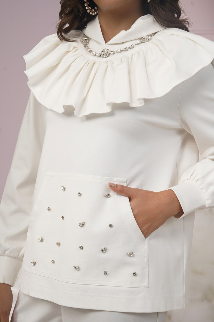 Not calling it a night hoodie-white