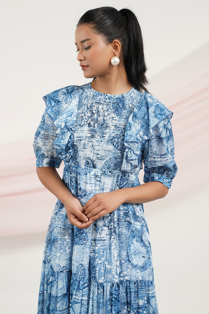 Runway Dress- Blue Butterfly