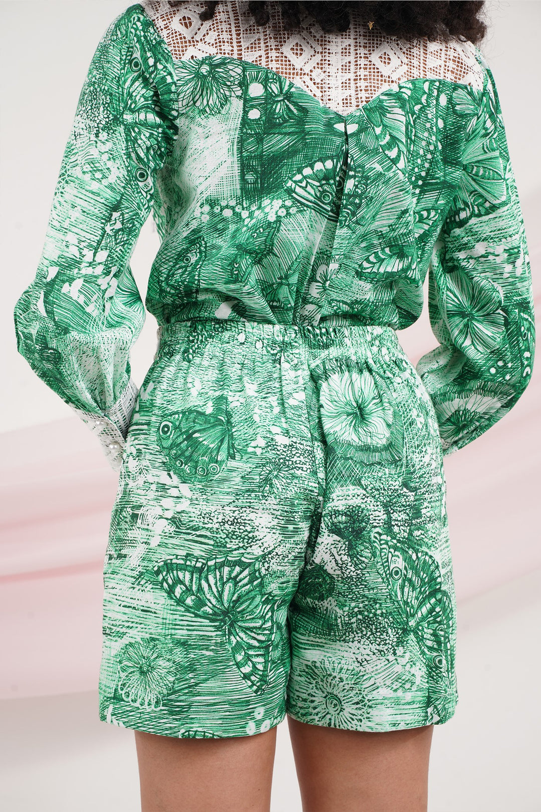 Blammy Shorts- Green Butterflies